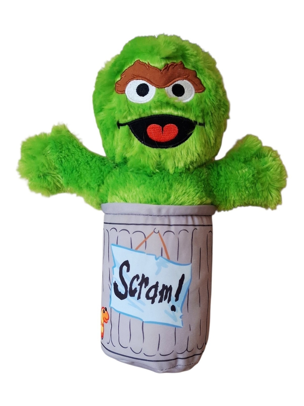 Sesame Street Oscar the Grouch Plush - Bright Green with Gray Trash Can